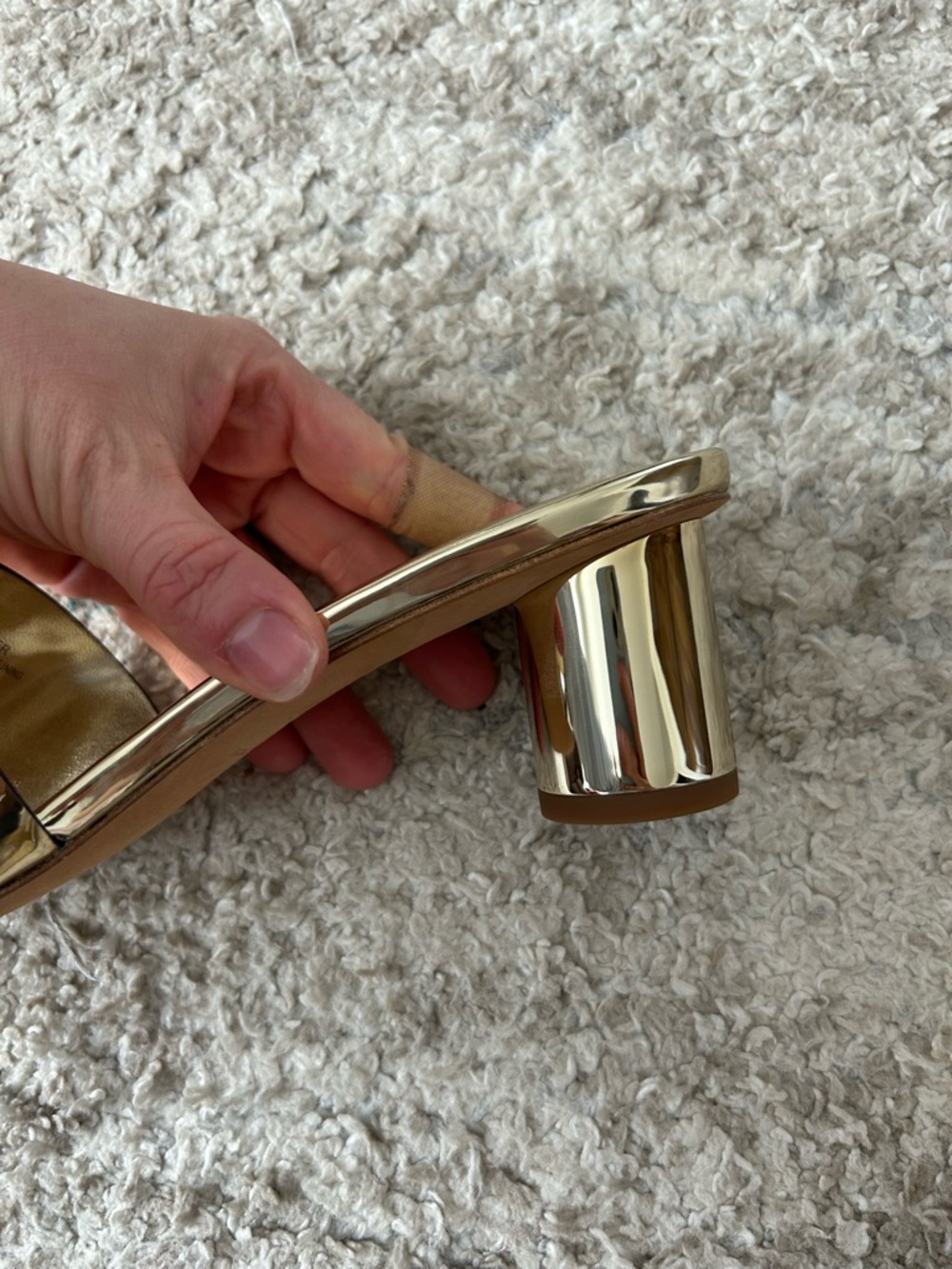 Tory Burch Ines Metallic Gold Slide Heal Sandals with Logo Brand New! - Picture 4 of 6
